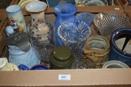 A carton of assorted jugs and vases.