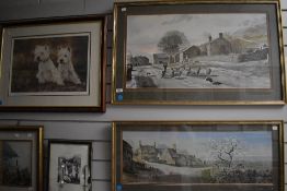 Three framed and glazed prints, two farm yard scenes, after Alan Ingham and a signed print '