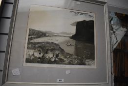 'Miles' (20th Century), hand coloured print, 'Dunsapie Loch', Edinburgh, signed and dated '78 to the