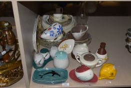 A selection of ceramics, including Poole pottery pin dishes with dolphin decoration, Carlton ware