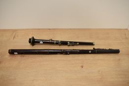 A vintage Ebblewhite flute and part of an oboe, both AF.