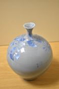 A 20th Century Italian blue and crystalline glazed vase, possibly Chiminazzo, measuring 18cm tall