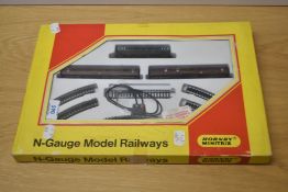 A Hornby Minitrix N Gauge N102 Passenger Train Set comprising, Diesel Locomotive, two Carriages