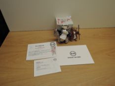 A modern Steiff 007057 Limited Edition Nativity Scene 2021, Joseph Bear, Mary Bear and Donkey no