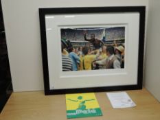 A Washington Green Fine Art Limited Edition Print, Pele, World Cup Victory 1970, 89/225, bearing