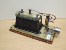 A part built Live Steam Plant, copper, brass & metal on wooden plinth