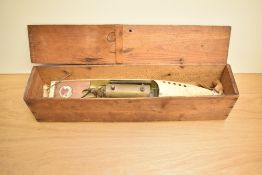 A Hobbies Bowman Live Steam Speedboat, named Swallow in yellow and red, in original wooden box