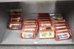 A shelf of Matchbox Models of Yesteryear die-casts, Vintage Cars 23 in total including Grand Prix