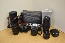 An Asahi Pentax S1 camera No658235 with Hanimex Automatic 1:2,8 28mm lens, a SMC Takumar 1:2 55mm