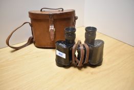 A pair of Taylor Hobson Bino Prism No2 Mk3 X6 binoculars No305129 (1943) in leather case with