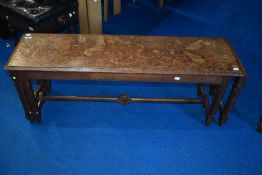 A 19th Century oak extending form, in the ecclesiastical/gothic Pugin style, closed width approx.