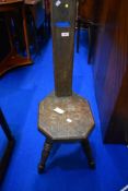A traditional oak spinning chair