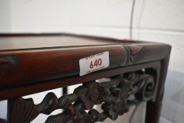 An oriental hardwood occasional table, bamboo effect design, approx 50 x 36cm, height 71cm