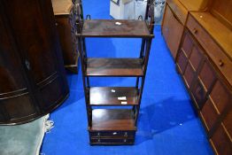 A reproduction hardwood wall shelf, approx dimensions W36 D20 H113cm