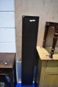 A metal gun cabinet, approx. 135 x 24 x 12cm, key present