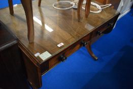 A 19th Century Regency design sofa table having brass line inlay , dimensions approx W122 D63 H72cm