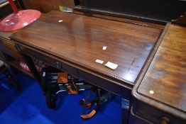 A Regency revival mahogany fold over tea table, width approx. 91cm