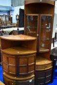 A selection of vintage teak Nathan corner units