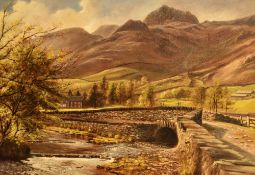 *Local Interest - Paul Harley (20th Century, British), oil on canvas, 'Great Langdale', Lake