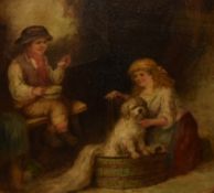 Mark William Langlois (fl.1862-1873), oil on canvas, A bath time scene, signed to the lower left,