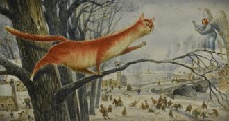 Vladimir Rumyantsev (1957-2019, Russian), watercolour, 'Let's Talk', signed to the lower right,