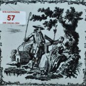18th Century School, An English Delftware tile, attributed to John Sadler of Liverpool, A courting