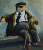 Kristina Bohm (20th Century), oil on paper, 'Williamson Square, Liverpool', an elderly gentleman