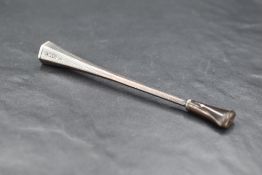 An early Queen Elizabeth II Alfred Dunhill silver cheroot holder, of hexagonal tapering form with