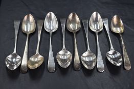 A set of six George III silver Old English pattern teaspoons, each with Hanoverian reverse, marks
