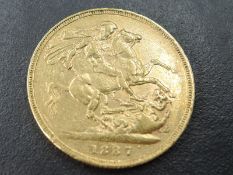 A 1887 Queen Victoria Gold Sovereign, George & Dragon, Jubilee Head, Royal Mint