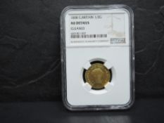 A 1808 George III GB Gold Half Guinea in NGS plastic capsule, Cleaned