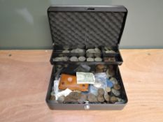 A cash tin containing mainly GB Coins, no Silver seen, many Crowns included