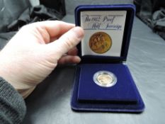 A Royal Mint United Kingdom 1982 Queen Elizabeth II Gold Proof Half Sovereign, in plastic capsule,