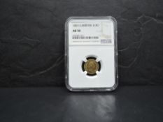 A 1803 George III GB Gold Third Guinea in NGS plastic capsule, AU50
