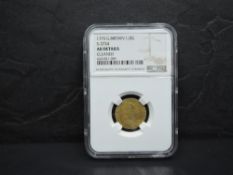 A 1775 George III GB Gold Half Guinea in NGS plastic capsule, Cleaned