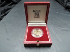 A Royal Mint United Kingdom 1985 Queen Elizabeth II Gold Proof Sovereign, in plastic capsule and