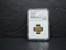 A 1786 George III GB Gold Half Guinea in NGS plastic capsule, Damaged