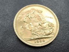 A 1968 Elizabeth II Gold Sovereign, George & Dragon, Royal Mint