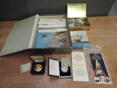 A Box of GB Coins, Banknotes and Stamps including £1 Banknotes x2, 10 Shilling x2 all 4