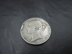 A 1844 Queen Victoria Silver Crown, Young Head, star stops on edge, knock to edge seen, needs