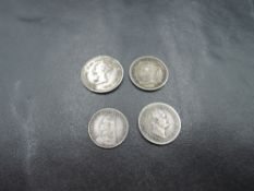 Four Silver Coins, Queen Victoria Maundy 1838 2 Pence and 1892 1 Pence, Queen Victoria 1843 1 1/2