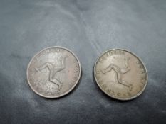 Four Isle of Man Copper Half Pences, 1758, 1786, Queen Victoria 1839 x2 both with Young Heads