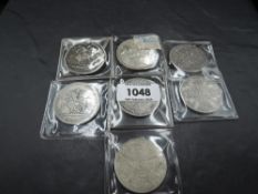 Seven GB Silver Coins, Crowns, George III 18?, Queen Victoria Jubilee Head 1887 & 1891, Double