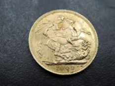 A 1909 Edward VII Gold Sovereign, George & Dragon, Royal Mint
