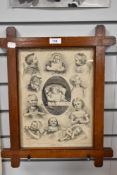 A framed depiction of 'Nursery Sketches', taken from 'The Cottager And Artisan', date 1874, framed