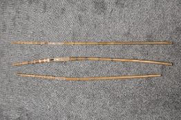 Three interesting 19th century love-token distaffs, with geometric carving, thought to be Welsh or