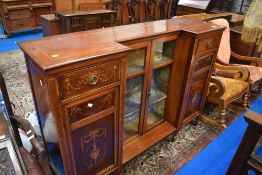 An Edwardian mahogany display cabinet/chiffonier base , having recessed central display section