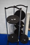 Two vintage almunium and phenolic cake stands