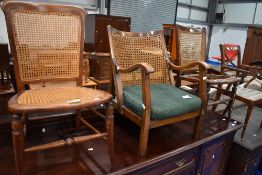 Three cane chairs, 19th Century and later