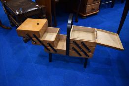 A vintage cantilever sewing box